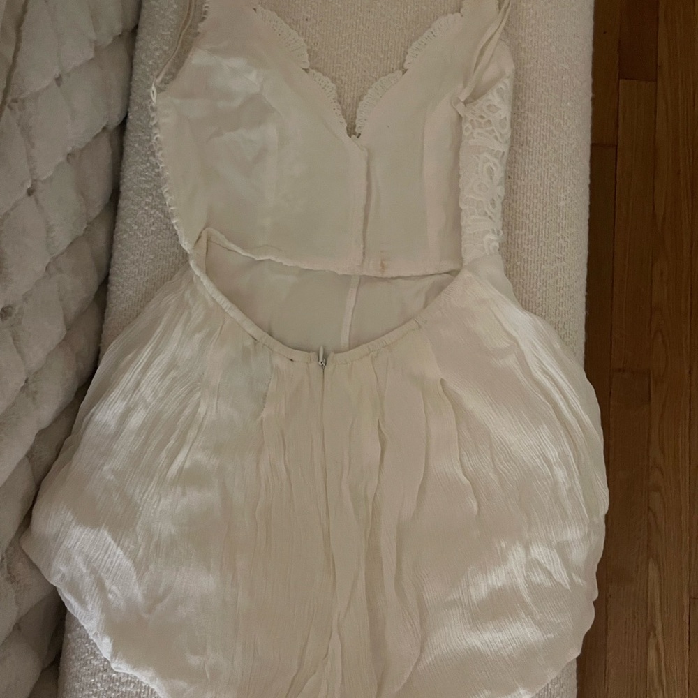 Cream Sleeveless Dress with Lace Detail